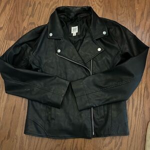 GAP Kids Black Faux Leather Motorcyle Jacket